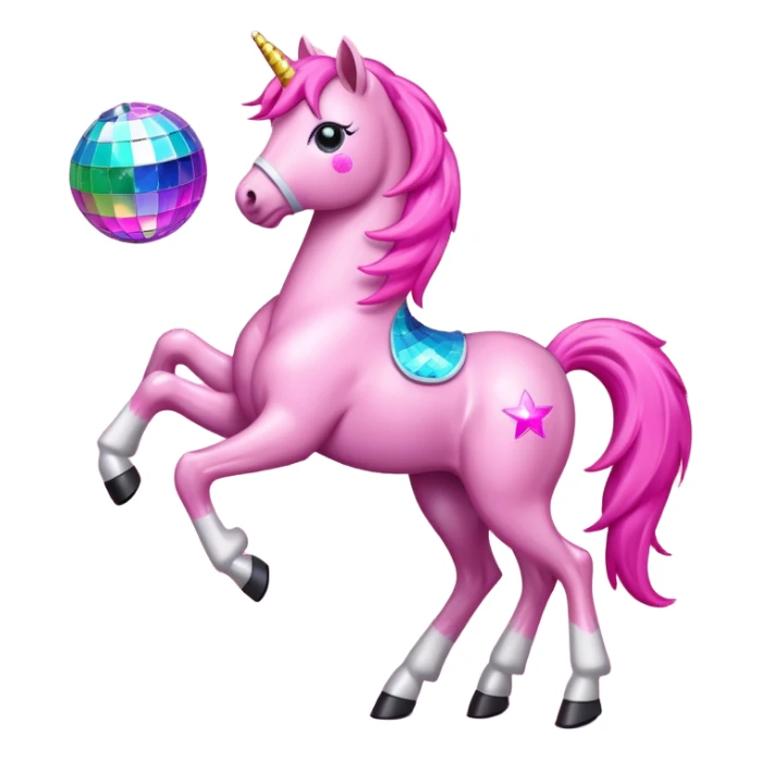 pink pony dancing with a disco ball sticker