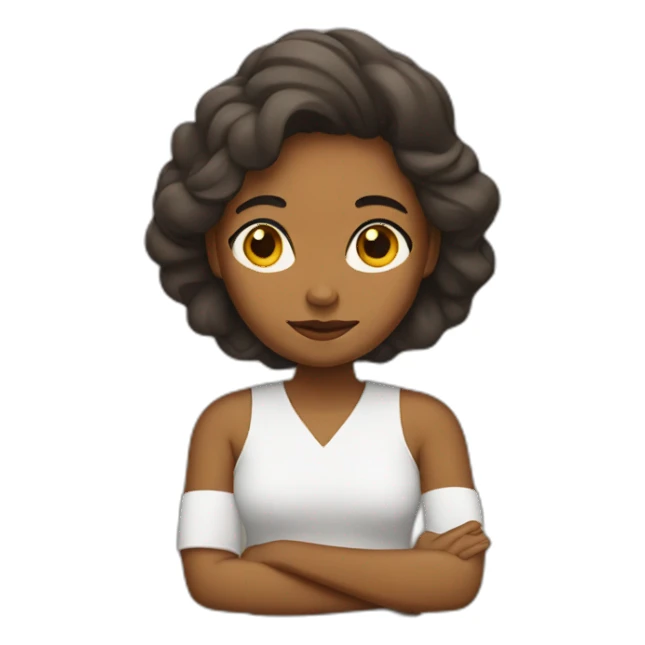 Brown woman prying sticker