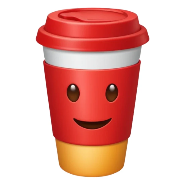 red plastic coffe with with lid  sticker