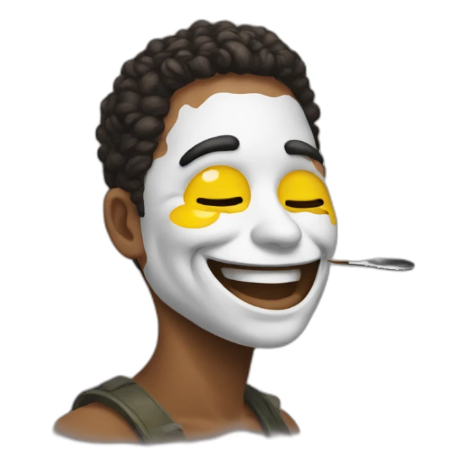 Smiley painting his face sticker