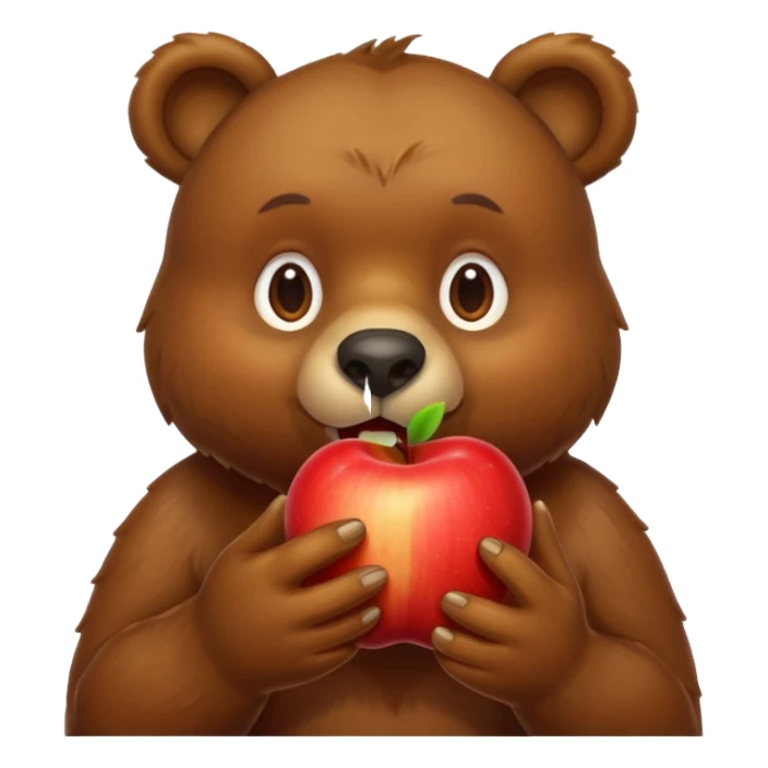bear eating apple sticker