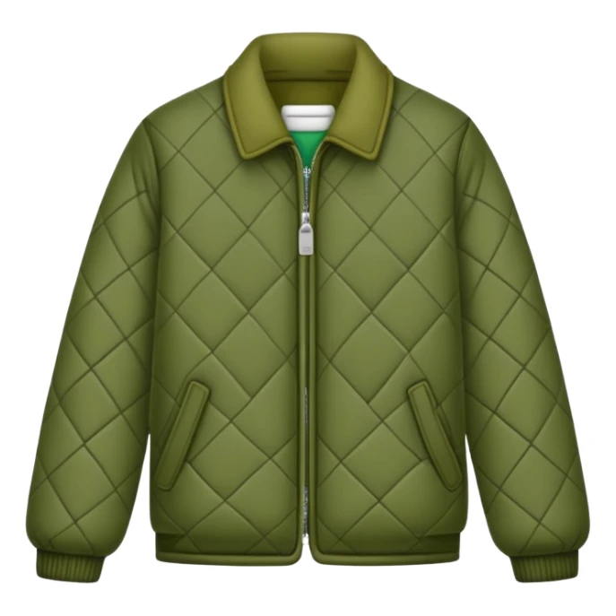 dark olive green jacket over a lighter green top sticker