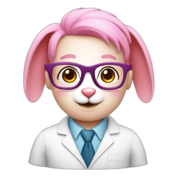 Specialist pink rabbit with glasses sticker