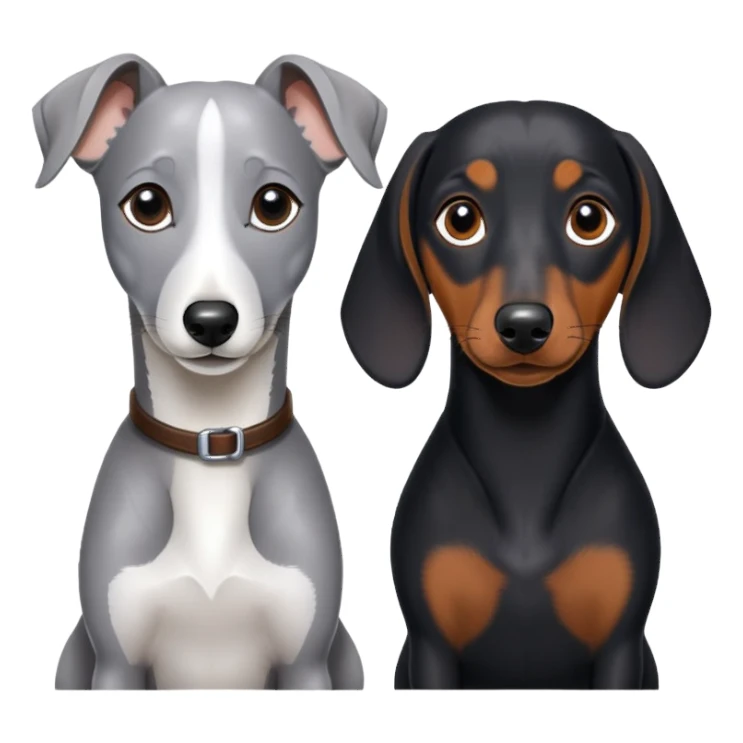 Grey Whippet and a black Dashaund  sticker