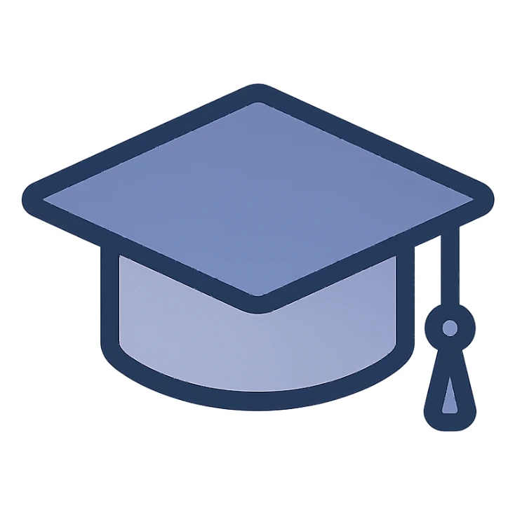 graduation hat icon in modern flat style sticker