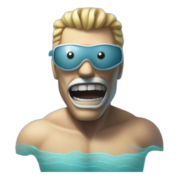 Swimming pool with a scary guy inside sticker