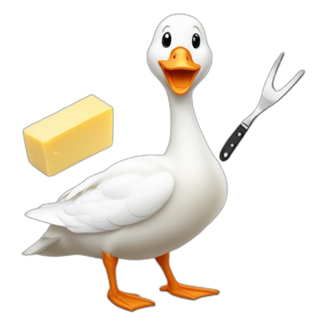 white goose with butter knife sticker