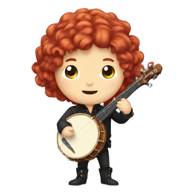 Vivaldi Red haired wig chibi standing banjo sticker