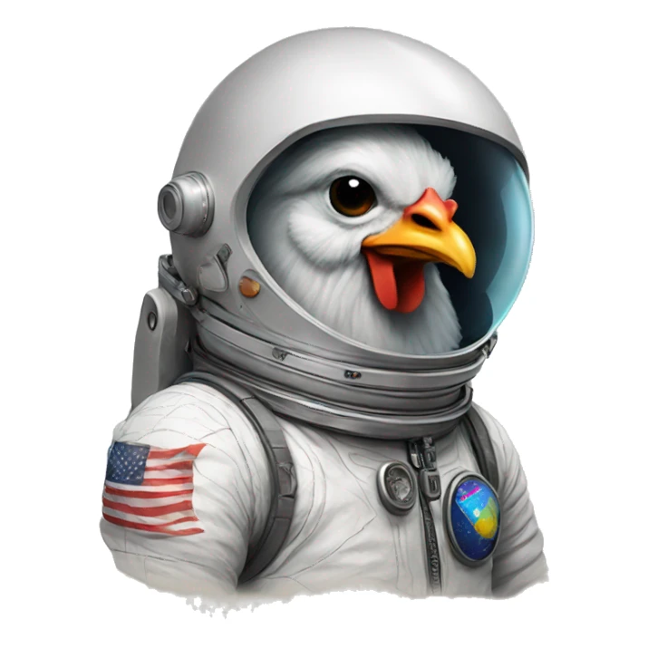sketched chicken astronaut sticker