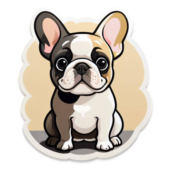 White black and beige frenchie sticker