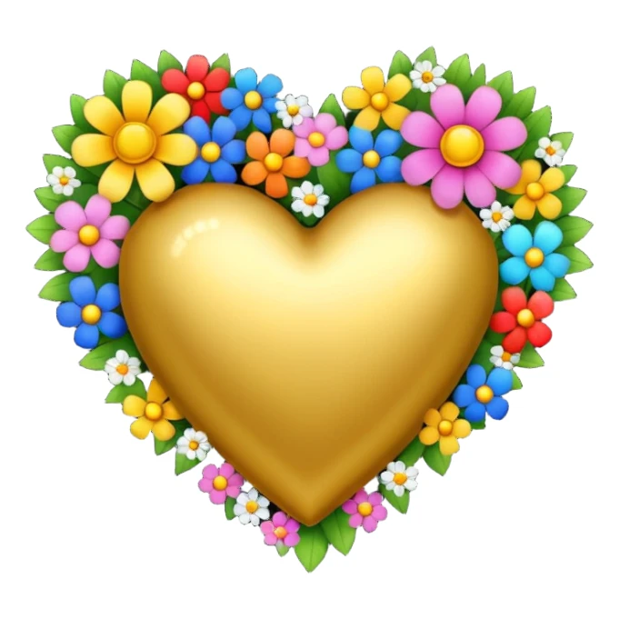 a golden heart studded with flowers sticker