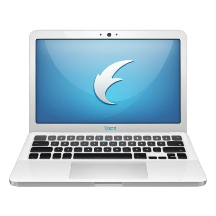 a white laptop on a black background sticker