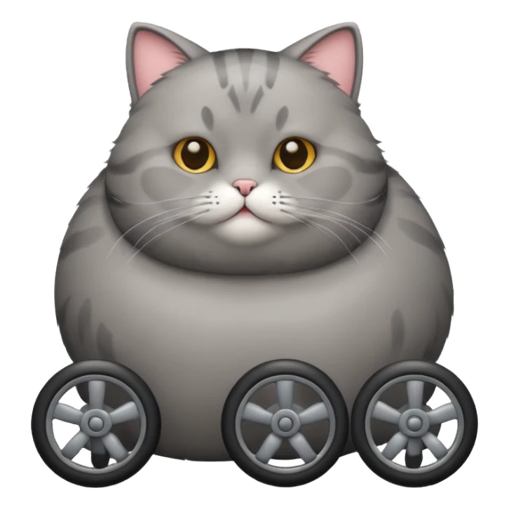 chubby cat with wheels sticker