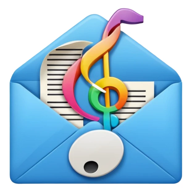 Mail with music note stamp sticker