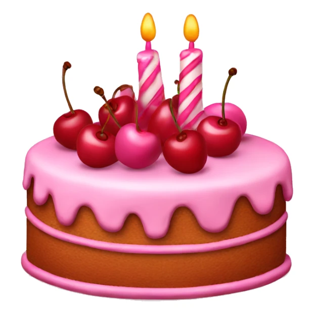 Pink birthday cake with cherries sticker