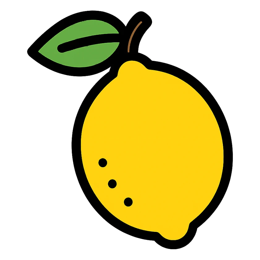 lemon fruit color outline icon sticker