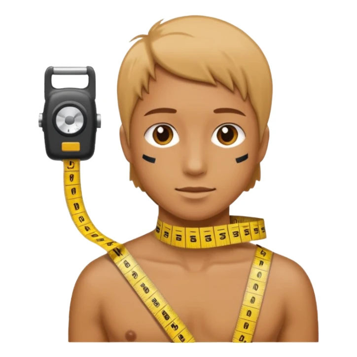 measuring tape wrapped around a figure sticker