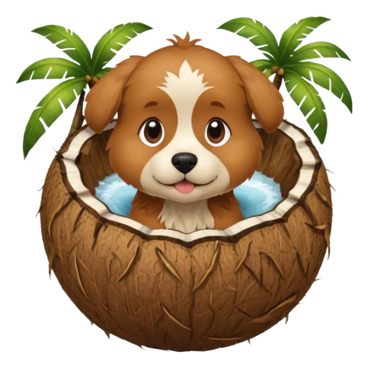 dog in a coconut sticker