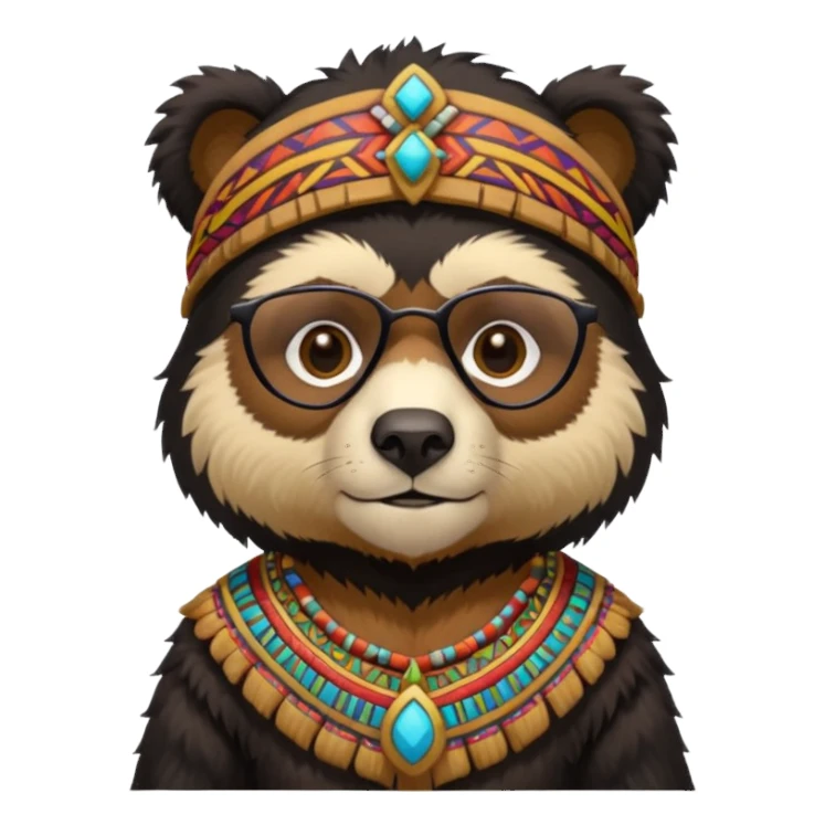 spectacled bear in Inca costume sticker