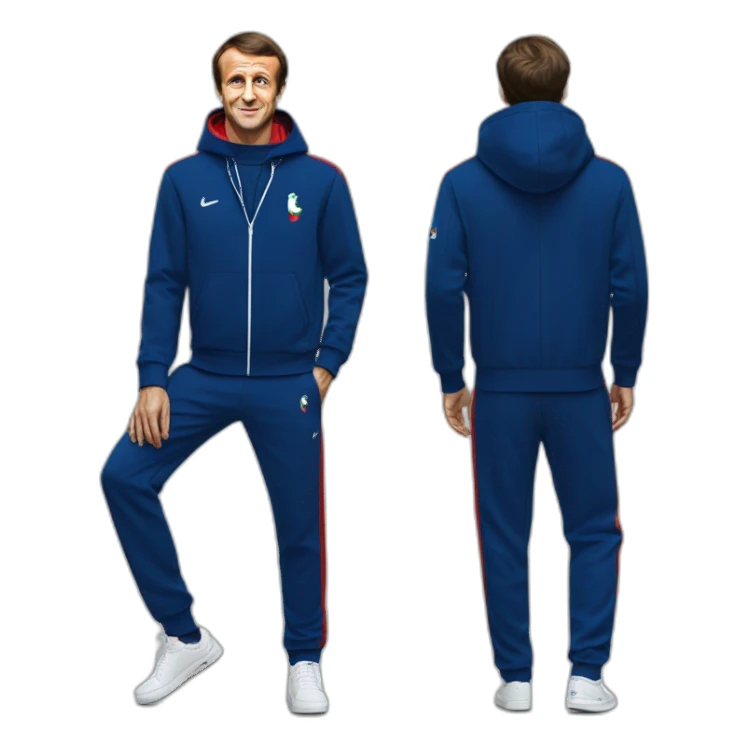 Emmanuel Macron in Lacoste tracksuit sticker