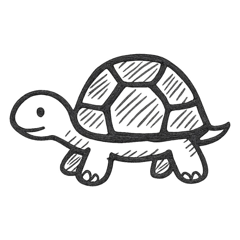 turtle icon, simple, clean lines, minimalistic, suitable for app or website icon sticker