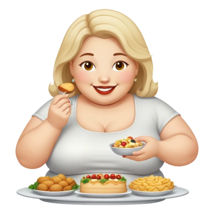 Fat lady eating buffet sticker