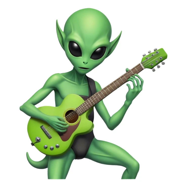 alien playing the guitar sticker
