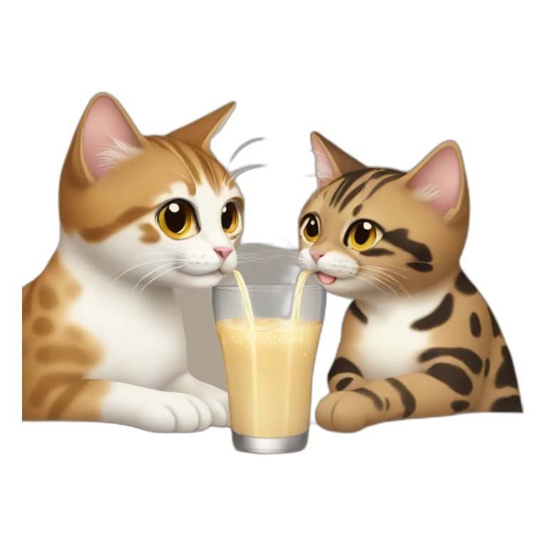 light brown and spotted cat drinking saki together sticker