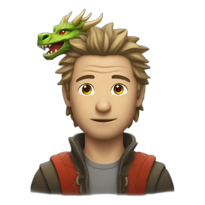 man with dragon head sticker