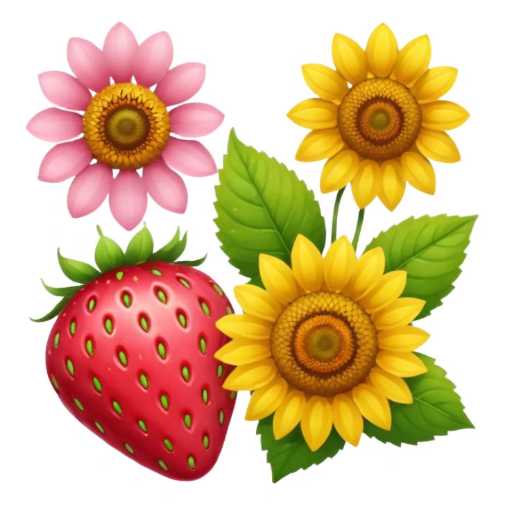 Strawberry and Sunflower and Sakura sticker