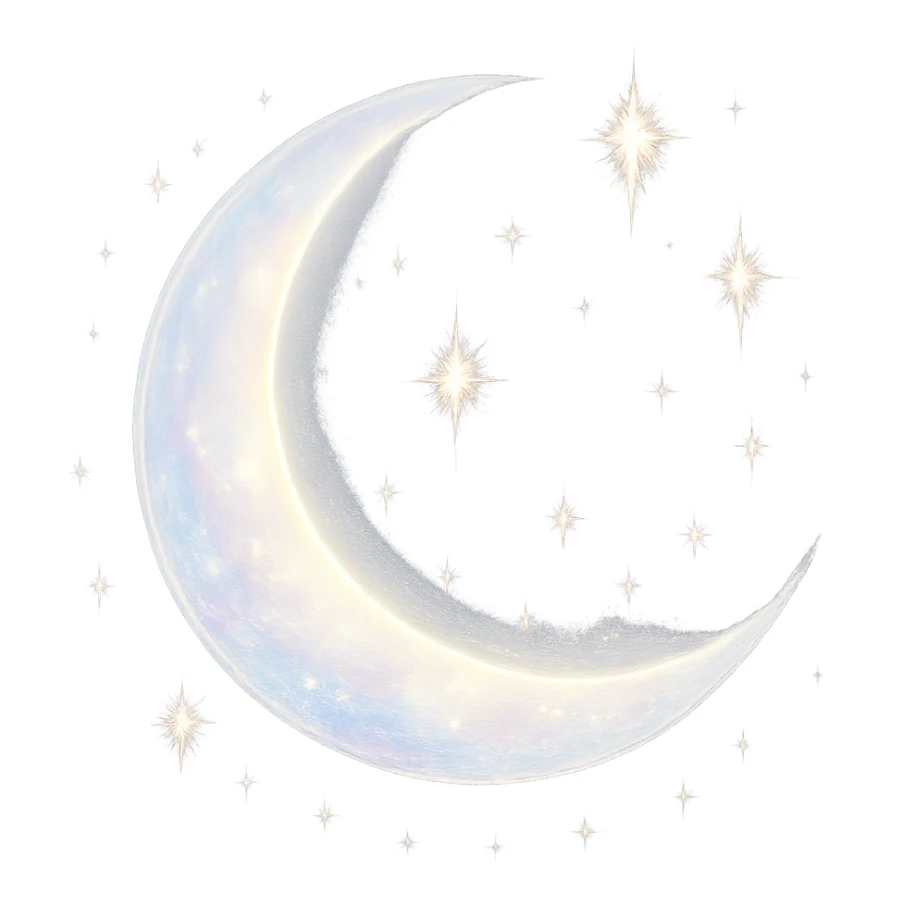 celestial crescent moon with stars, dreamy sticker