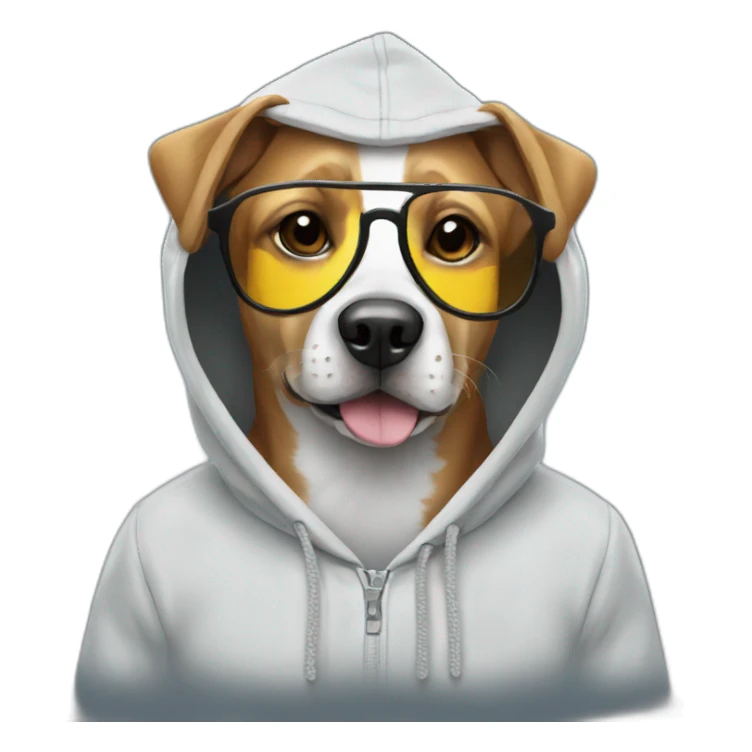 Dog with a hoodie with cool glasses  sticker