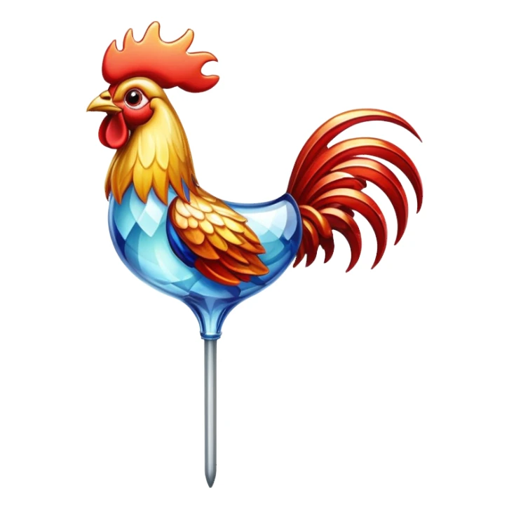 glass cockerel on a stick sticker