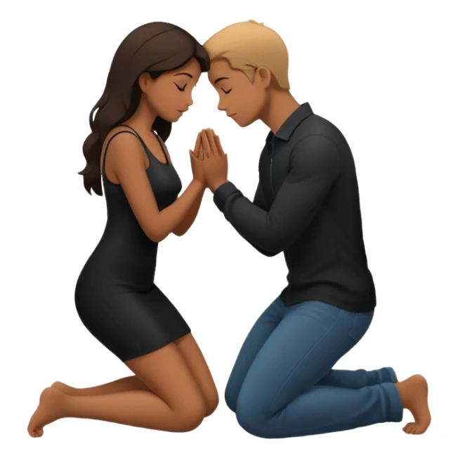 Kneeling person silhouette (proposal pose) sticker