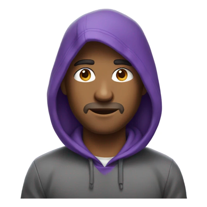 purple haired dude with a hoodie sticker