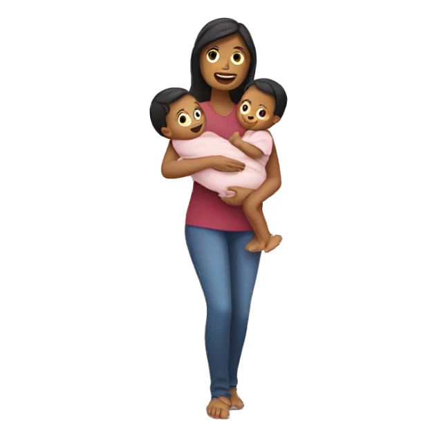 a mum carrying 2 babies sticker