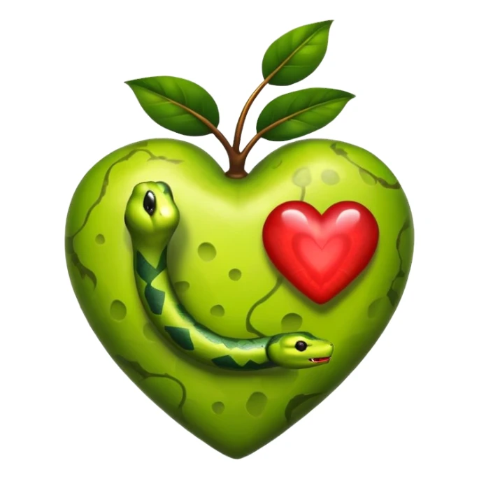 glowing forbidden fruit with snake wrapped heart shape sticker