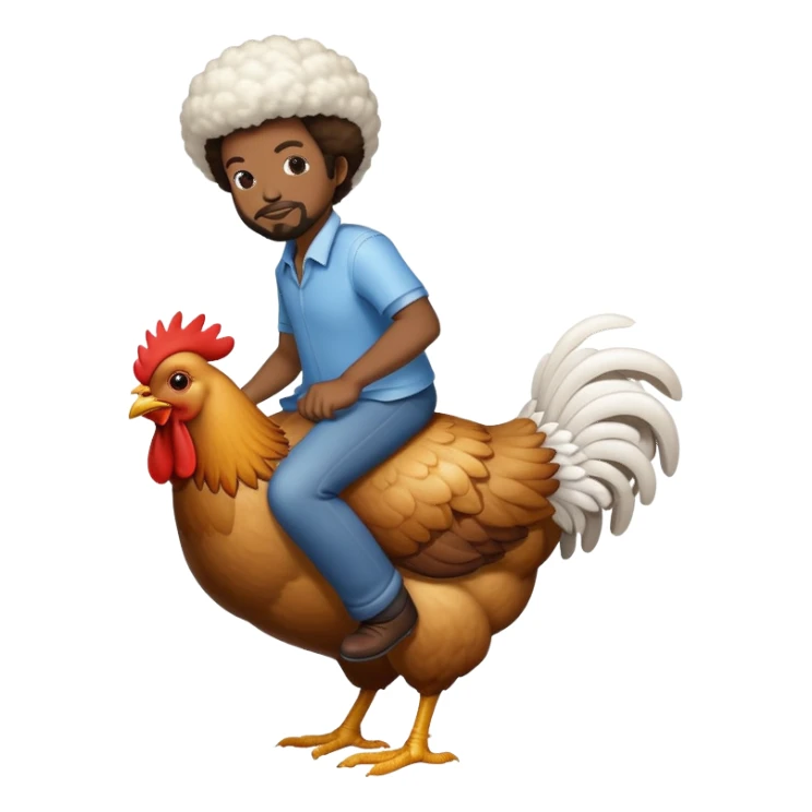 White Afroman riding on chicken sticker