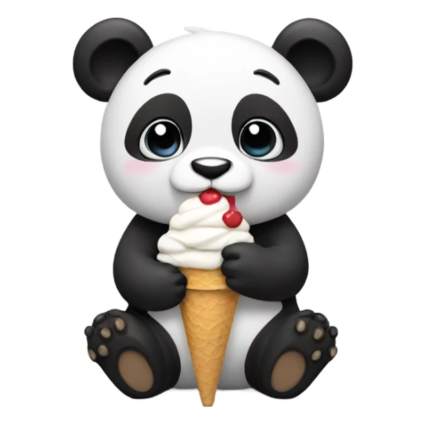 Panda eating ice cream sticker