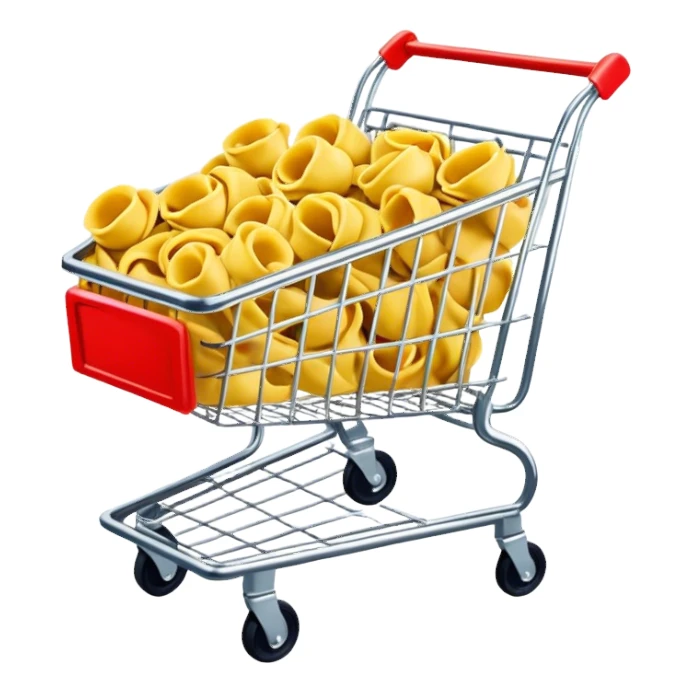 Supermarket trolley with tortellini inside sticker