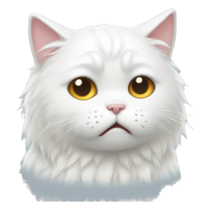 Sad crying cry tears fluffy white cat sticker