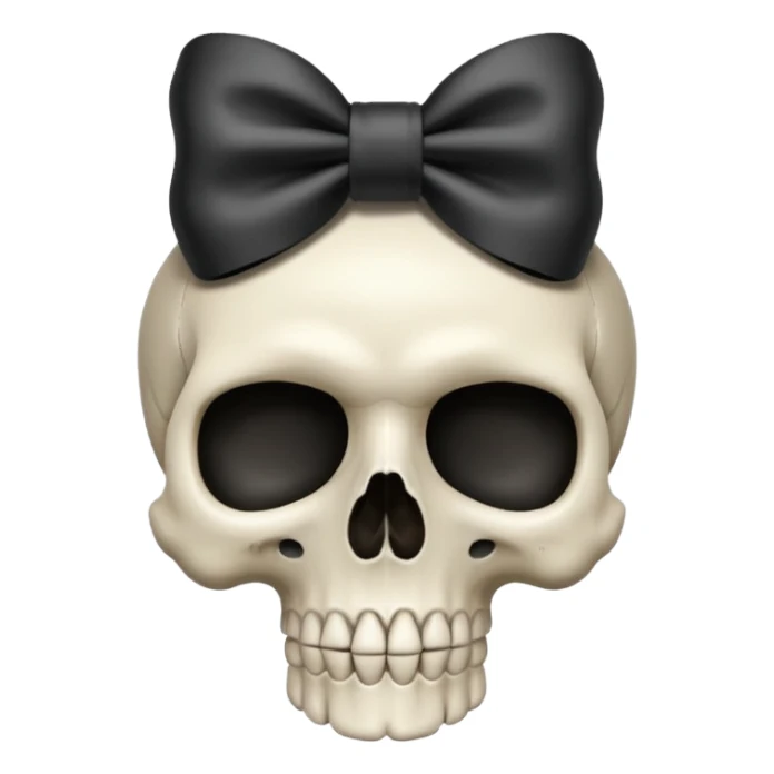  skull with small bow on side head sticker