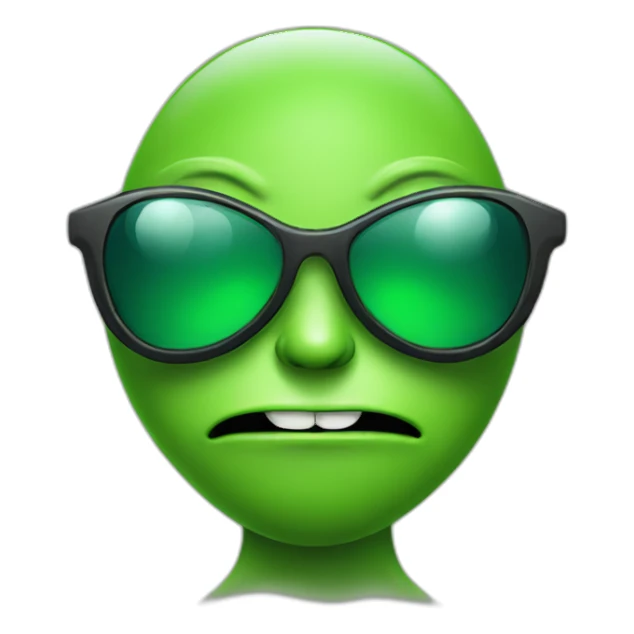 Green cartoon alien with sunglasses  sticker
