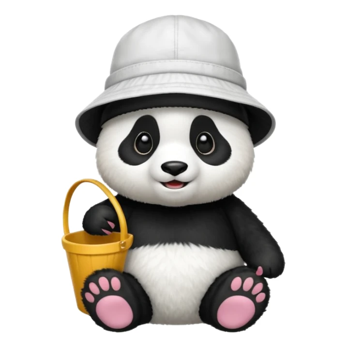 panda wearing bucket hat, full body sticker