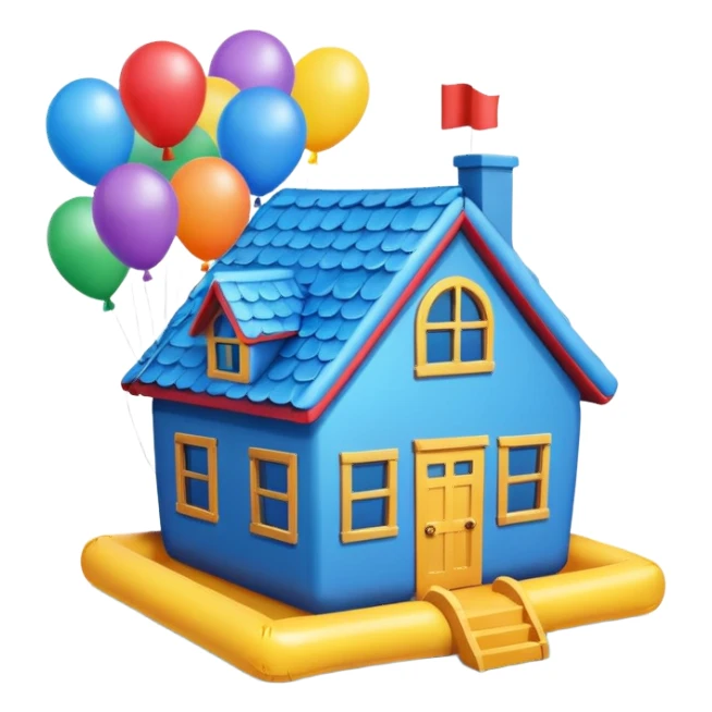 blue house flying with baloons sticker