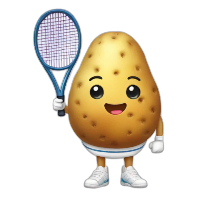 Kawaii potato in tennis uniform sticker