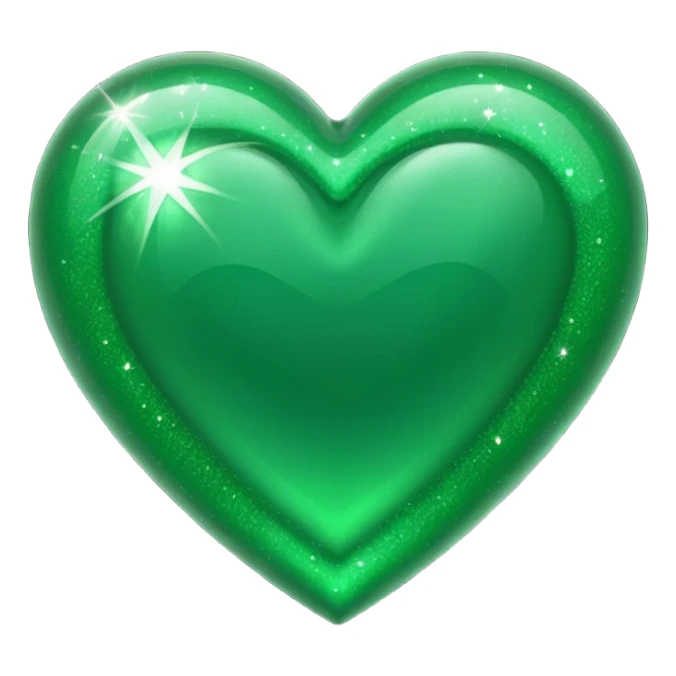 Green heart with sparkle sticker