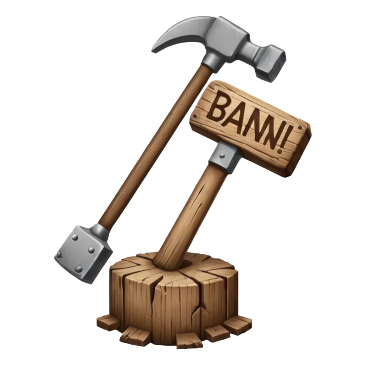 Banhammer with sign BAN! sticker