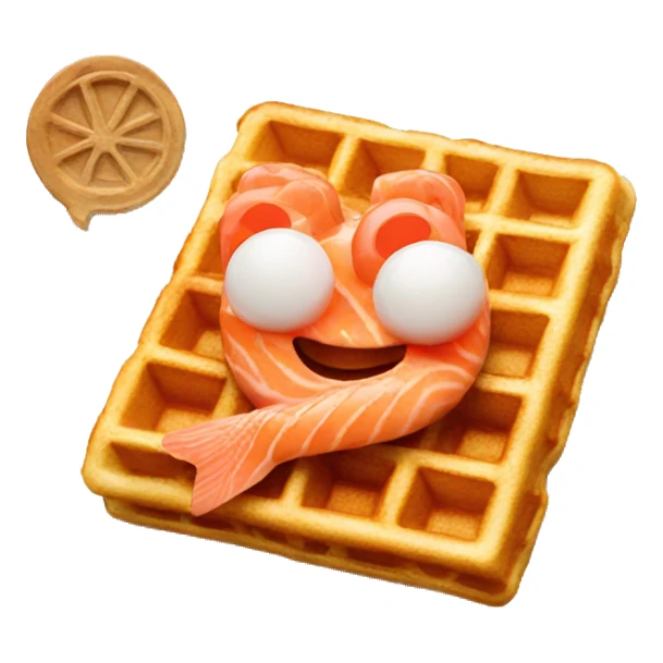 Waffles with salmon sticker