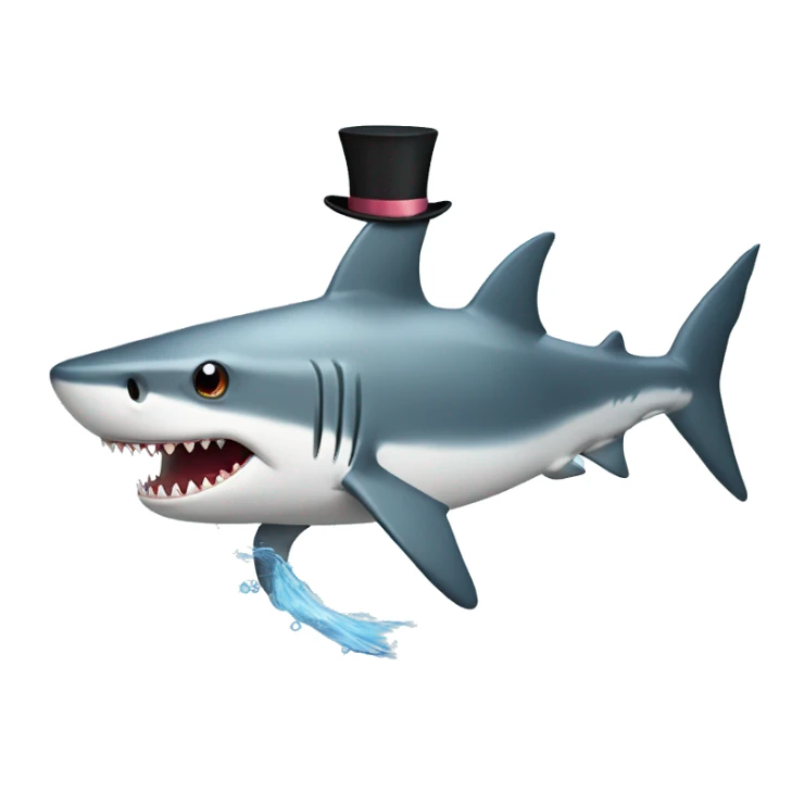 Shark with a top hat chasing fish sticker